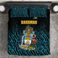 Bahamas Coat of Arms and Flag Bedding Set with Blue Coral Pattern and Marlin Crest - Wonder Print Shop