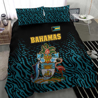 Bahamas Coat of Arms and Flag Bedding Set with Blue Coral Pattern and Marlin Crest - Wonder Print Shop