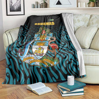 Bahamas Coat of Arms and Flag Blanket with Blue Coral Pattern and Marlin Crest - Wonder Print Shop
