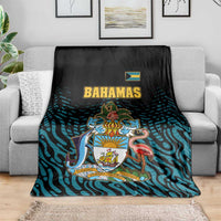 Bahamas Coat of Arms and Flag Blanket with Blue Coral Pattern and Marlin Crest - Wonder Print Shop