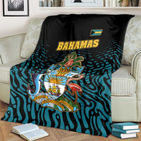 Bahamas Coat of Arms and Flag Blanket with Blue Coral Pattern and Marlin Crest - Wonder Print Shop