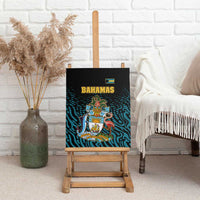 Bahamas Coat of Arms and Flag Canvas Wall Art with Blue Coral Pattern and Marlin Crest - Wonder Print Shop