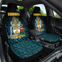 Bahamas Coat of Arms and Flag Car Seat Cover with Blue Coral Pattern and Marlin Crest - Wonder Print Shop