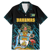 Bahamas Coat of Arms and Flag Family Matching Mermaid Dress and Hawaiian Shirt with Blue Coral Pattern and Marlin Crest - Wonder Print Shop