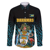 Bahamas Coat of Arms and Flag Family Matching Puletasi and Hawaiian Shirt with Blue Coral Pattern and Marlin Crest - Wonder Print Shop