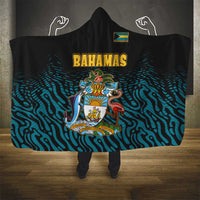 Bahamas Coat of Arms and Flag Hooded Blanket with Blue Coral Pattern and Marlin Crest - Wonder Print Shop