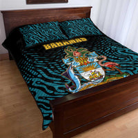 Bahamas Coat of Arms and Flag Quilt Bed Set with Blue Coral Pattern and Marlin Crest - Wonder Print Shop