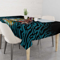 Bahamas Coat of Arms and Flag Tablecloth with Blue Coral Pattern and Marlin Crest - Wonder Print Shop