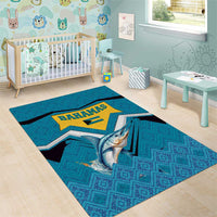 Bahamas Area Rug with Blue Marlin Fish Tribal Chevron Flag Spirit