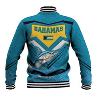 Bahamas Baseball Jacket with Blue Marlin Fish Tribal Chevron Flag Spirit
