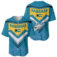 Bahamas Baseball Jersey with Blue Marlin Fish Tribal Chevron Flag Spirit