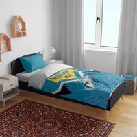 Bahamas Bedding Set with Blue Marlin Fish Tribal Chevron Flag Spirit