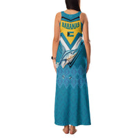 Bahamas Family Matching Tank Maxi Dress and Hawaiian Shirt with Blue Marlin Fish Tribal Chevron Flag Spirit