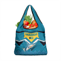 Bahamas Grocery Bag with Blue Marlin Fish Tribal Chevron Flag Spirit