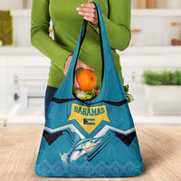 Bahamas Grocery Bag with Blue Marlin Fish Tribal Chevron Flag Spirit