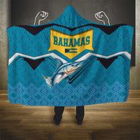 Bahamas Hooded Blanket with Blue Marlin Fish Tribal Chevron Flag Spirit