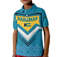 Bahamas Kid Polo Shirt with Blue Marlin Fish Tribal Chevron Flag Spirit