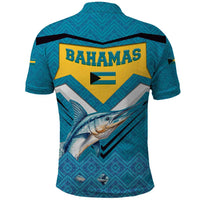 Bahamas Polo Shirt with Blue Marlin Fish Tribal Chevron Flag Spirit