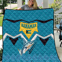 Bahamas Quilt with Blue Marlin Fish Tribal Chevron Flag Spirit