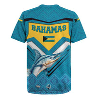 Bahamas Rugby Jersey with Blue Marlin Fish Tribal Chevron Flag Spirit