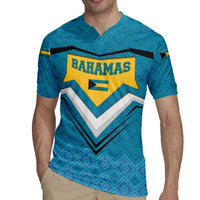 Bahamas Rugby Jersey with Blue Marlin Fish Tribal Chevron Flag Spirit