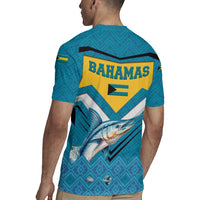 Bahamas Rugby Jersey with Blue Marlin Fish Tribal Chevron Flag Spirit