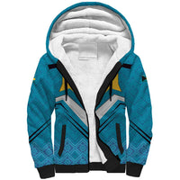 Bahamas Sherpa Hoodie with Blue Marlin Fish Tribal Chevron Flag Spirit