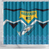 Bahamas Shower Curtain with Blue Marlin Fish Tribal Chevron Flag Spirit