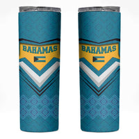 Bahamas Skinny Tumbler with Blue Marlin Fish Tribal Chevron Flag Spirit