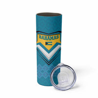 Bahamas Skinny Tumbler with Blue Marlin Fish Tribal Chevron Flag Spirit