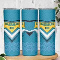 Bahamas Skinny Tumbler with Blue Marlin Fish Tribal Chevron Flag Spirit
