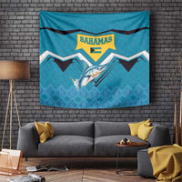 Bahamas Tapestry with Blue Marlin Fish Tribal Chevron Flag Spirit