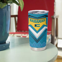 Bahamas Tumbler Cup with Blue Marlin Fish Tribal Chevron Flag Spirit