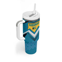 Bahamas Tumbler With Handle with Blue Marlin Fish Tribal Chevron Flag Spirit