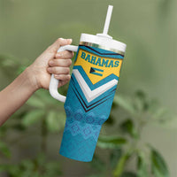 Bahamas Tumbler With Handle with Blue Marlin Fish Tribal Chevron Flag Spirit