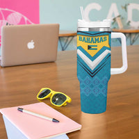 Bahamas Tumbler With Handle with Blue Marlin Fish Tribal Chevron Flag Spirit