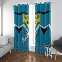 Bahamas Window Curtain with Blue Marlin Fish Tribal Chevron Flag Spirit