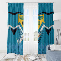 Bahamas Window Curtain with Blue Marlin Fish Tribal Chevron Flag Spirit