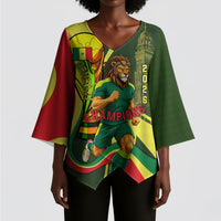 Personalized Senegal Champions World Football 2026 Kimono Sleeve Blouse Lions Of Teranga - Great Mosque Of Touba Pattern