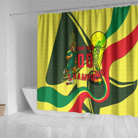 Personalized Senegal Champions World Football 2026 Shower Curtain Lions Of Teranga - Great Mosque Of Touba Pattern