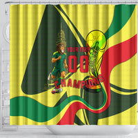 Personalized Senegal Champions World Football 2026 Shower Curtain Lions Of Teranga - Great Mosque Of Touba Pattern
