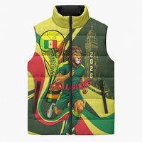 Personalized Senegal Champions World Football 2026 Sleeveless Puffer Jacket Lions Of Teranga - Great Mosque Of Touba Pattern
