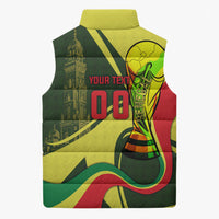 Personalized Senegal Champions World Football 2026 Sleeveless Puffer Jacket Lions Of Teranga - Great Mosque Of Touba Pattern
