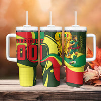 Personalized Senegal Champions World Football 2026 Tumbler With Handle Lions Of Teranga - Great Mosque Of Touba Pattern