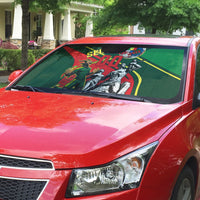 Custom Senegal Champions Football 2026 Auto Sun Shade Teranga Lions G.O.A.T Mascot - African Renaissance Monument