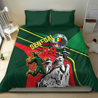 Custom Senegal Champions Football 2026 Bedding Set Teranga Lions G.O.A.T Mascot - African Renaissance Monument
