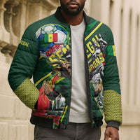 Custom Senegal Champions Football 2026 Bomber Puffer Jacket Teranga Lions G.O.A.T Mascot - African Renaissance Monument