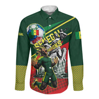 Custom Senegal Champions Football 2026 Long Sleeve Button Shirt Teranga Lions G.O.A.T Mascot - African Renaissance Monument
