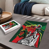 Custom Senegal Champions Football 2026 Puzzle Teranga Lions G.O.A.T Mascot - African Renaissance Monument
