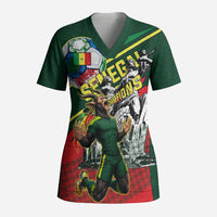 Custom Senegal Champions Football 2026 Scrub Top Teranga Lions G.O.A.T Mascot - African Renaissance Monument